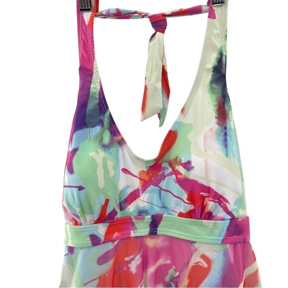 American Trends Colorful Tummy Control Slimming Swim Dress One Piece with Shorts - Picture 4 of 14